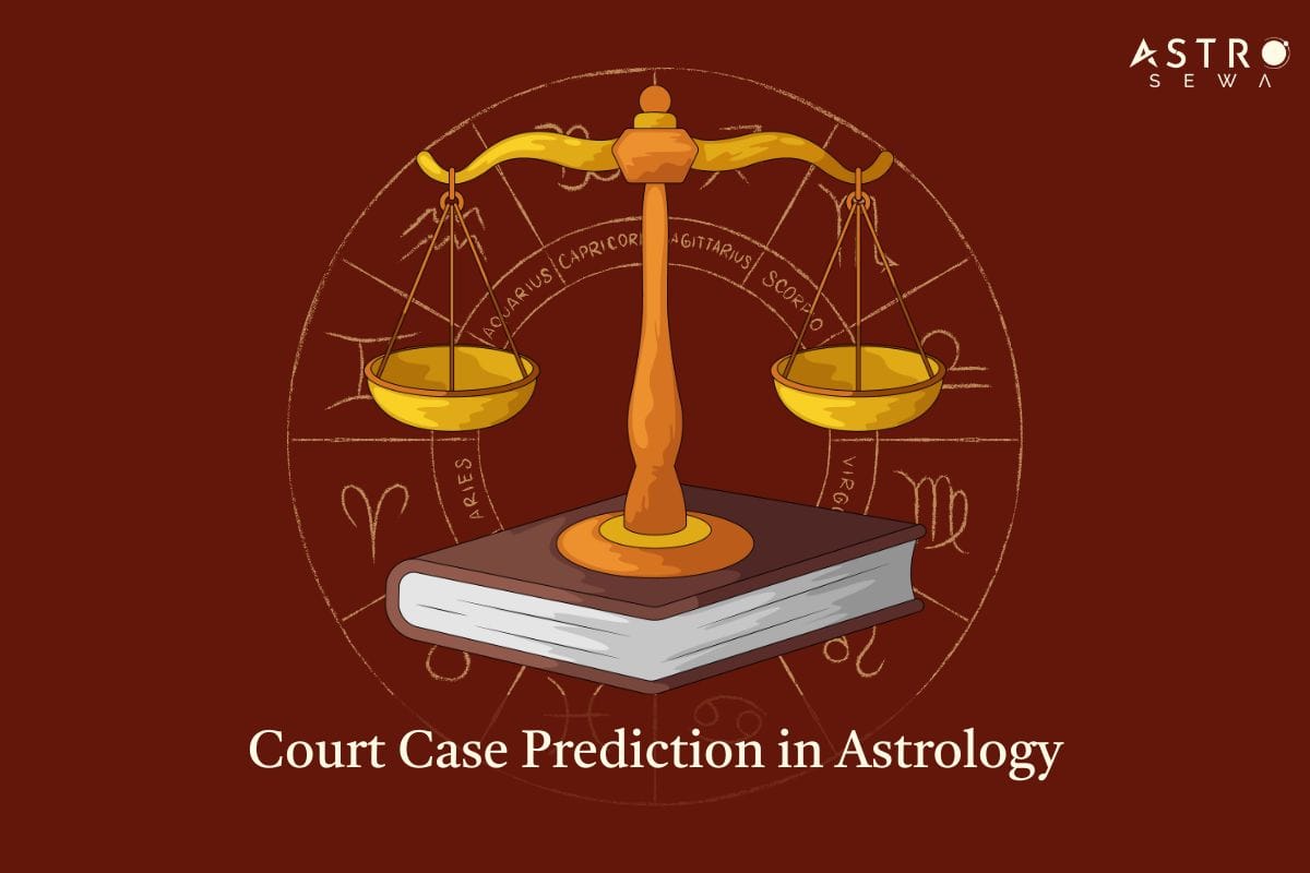 A pair of scales sitting on a book where backdrop includes a circular zodiac chart