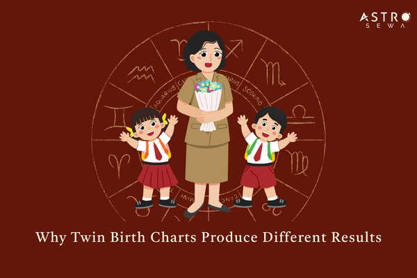 Mother with her twins and zodiac symbols